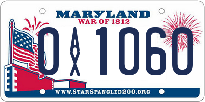 MD license plate 0AX1060