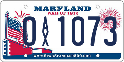 MD license plate 0AX1073