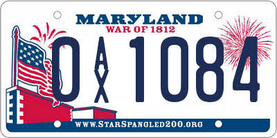 MD license plate 0AX1084