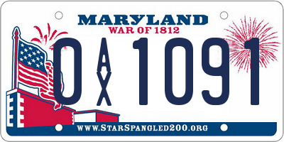MD license plate 0AX1091