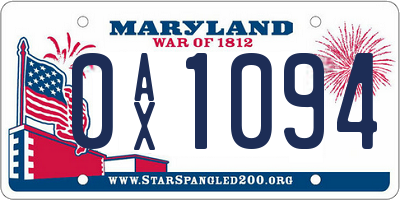 MD license plate 0AX1094
