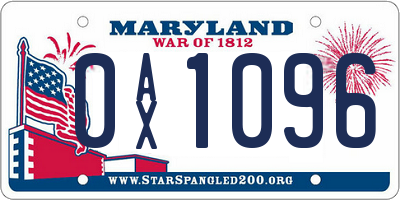MD license plate 0AX1096