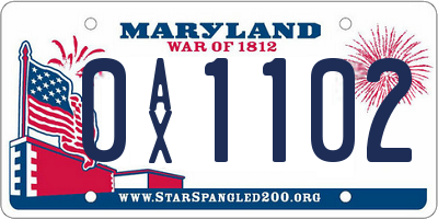 MD license plate 0AX1102