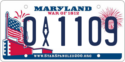 MD license plate 0AX1109