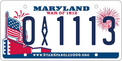 MD license plate 0AX1113