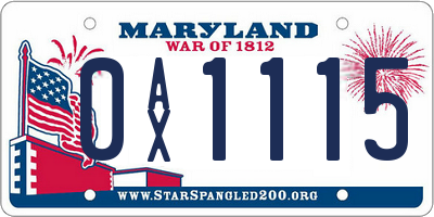 MD license plate 0AX1115