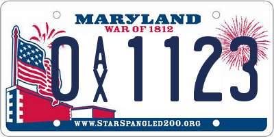 MD license plate 0AX1123