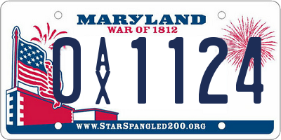 MD license plate 0AX1124