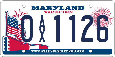 MD license plate 0AX1126