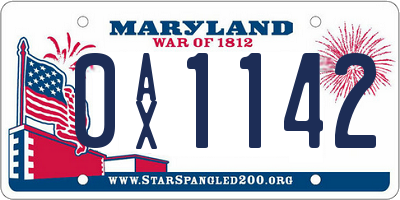 MD license plate 0AX1142
