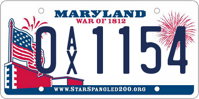 MD license plate 0AX1154