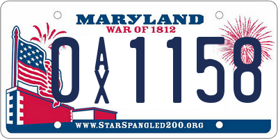 MD license plate 0AX1158