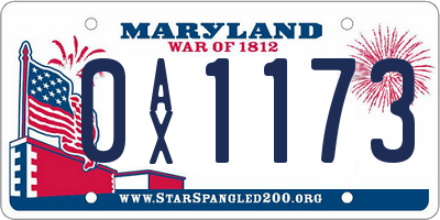 MD license plate 0AX1173