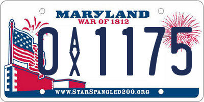 MD license plate 0AX1175