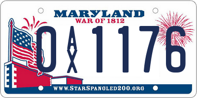 MD license plate 0AX1176