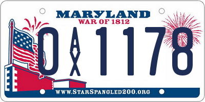 MD license plate 0AX1178
