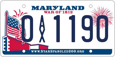 MD license plate 0AX1190