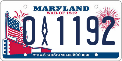 MD license plate 0AX1192
