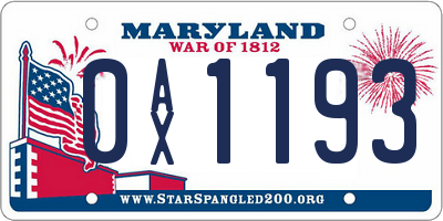 MD license plate 0AX1193