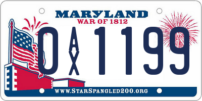 MD license plate 0AX1199
