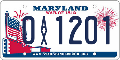 MD license plate 0AX1201