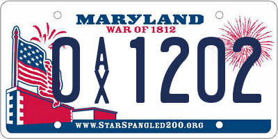MD license plate 0AX1202