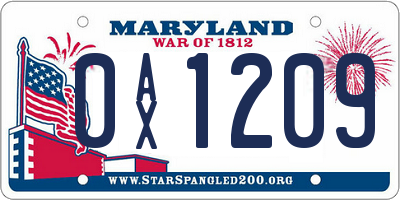 MD license plate 0AX1209