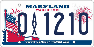 MD license plate 0AX1210