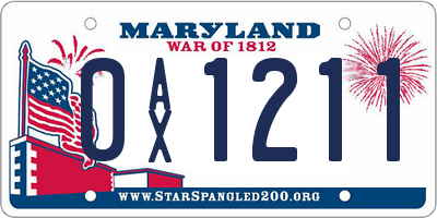 MD license plate 0AX1211