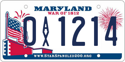 MD license plate 0AX1214