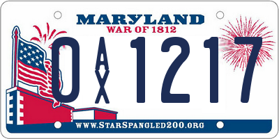 MD license plate 0AX1217
