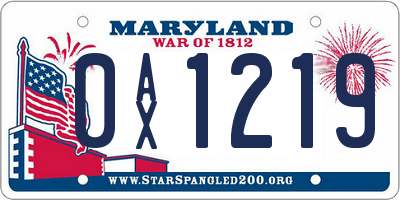 MD license plate 0AX1219