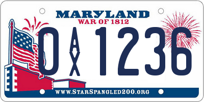 MD license plate 0AX1236