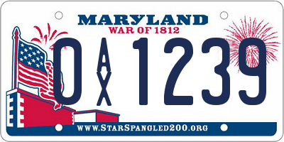 MD license plate 0AX1239