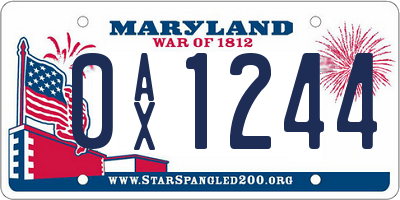 MD license plate 0AX1244