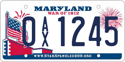 MD license plate 0AX1245