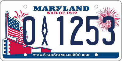 MD license plate 0AX1253