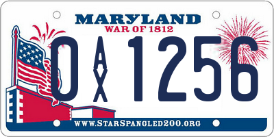 MD license plate 0AX1256