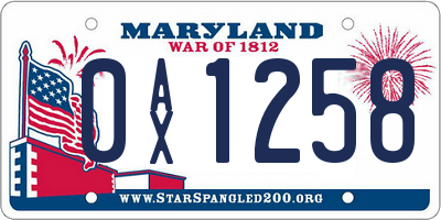 MD license plate 0AX1258