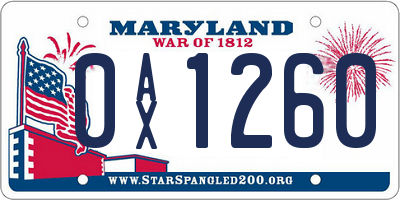 MD license plate 0AX1260