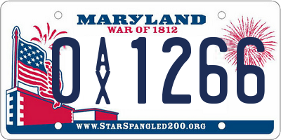 MD license plate 0AX1266