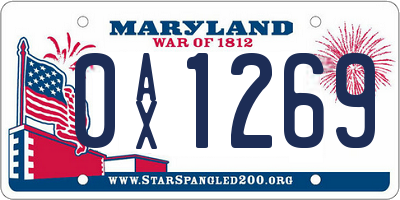 MD license plate 0AX1269