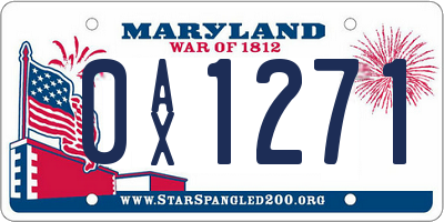 MD license plate 0AX1271