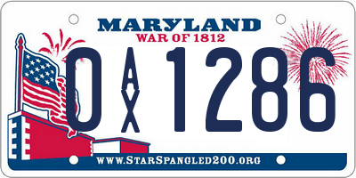 MD license plate 0AX1286