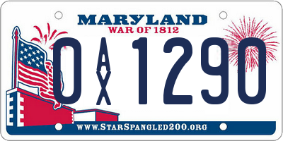 MD license plate 0AX1290