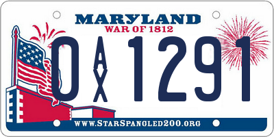 MD license plate 0AX1291