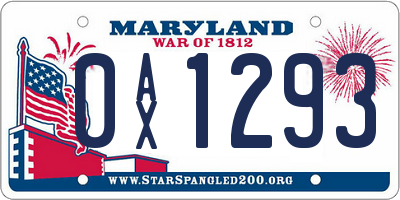 MD license plate 0AX1293