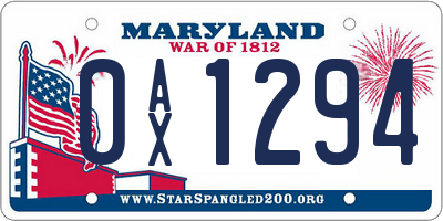 MD license plate 0AX1294