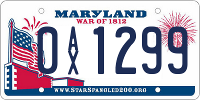 MD license plate 0AX1299