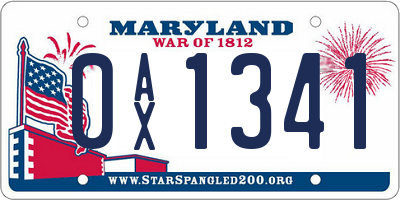 MD license plate 0AX1341